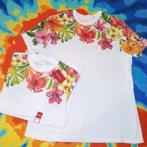 Guess men's tees, vibrant floral pattern NWT